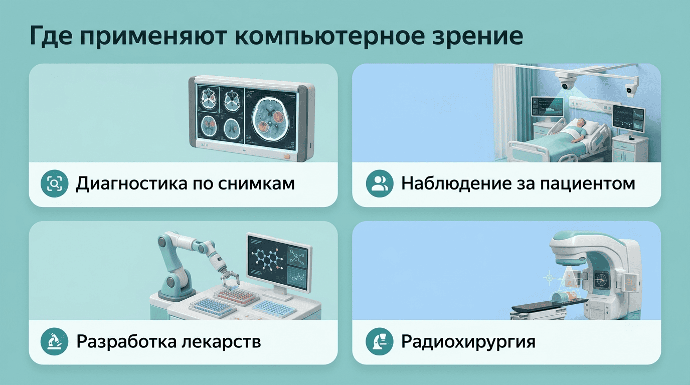 Где применяют компьютерное зрение: диагностика, наблюдение, разработка лекарств, радиохирургия