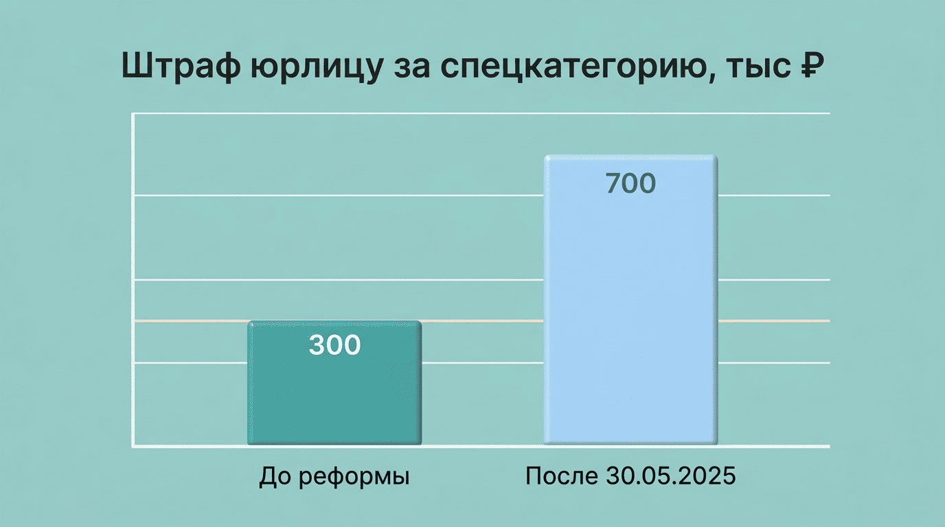 График: штраф юрлицу за спецкатегорию вырос с 300 до 700 тыс рублей