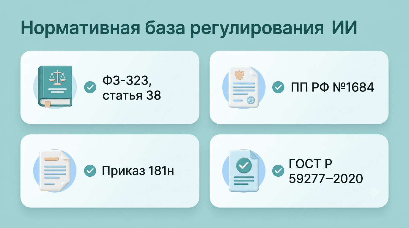 Нормативная база: ФЗ-323 ст.38, ПП РФ №1684, Приказ 181н, ГОСТ Р 59277-2020