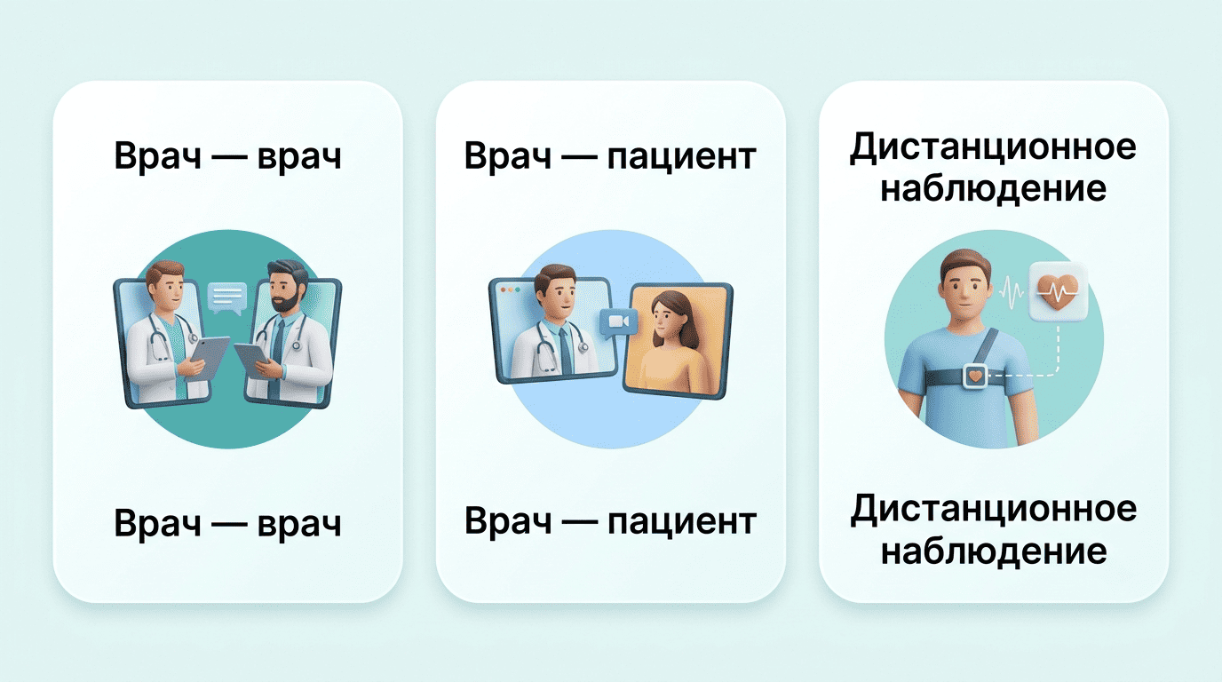 Три вида телемедицины: врач — врач, врач — пациент, дистанционное наблюдение