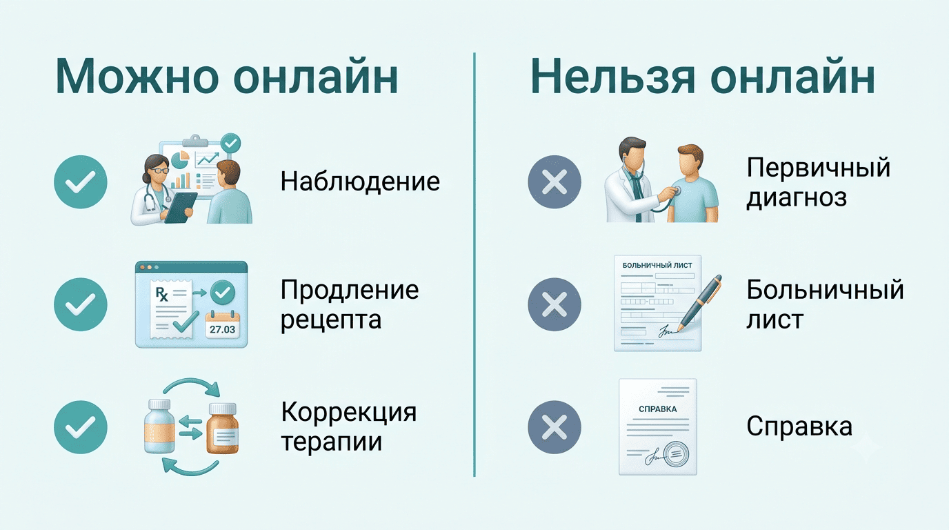 Сравнение: что можно и что нельзя делать на онлайн-консультации