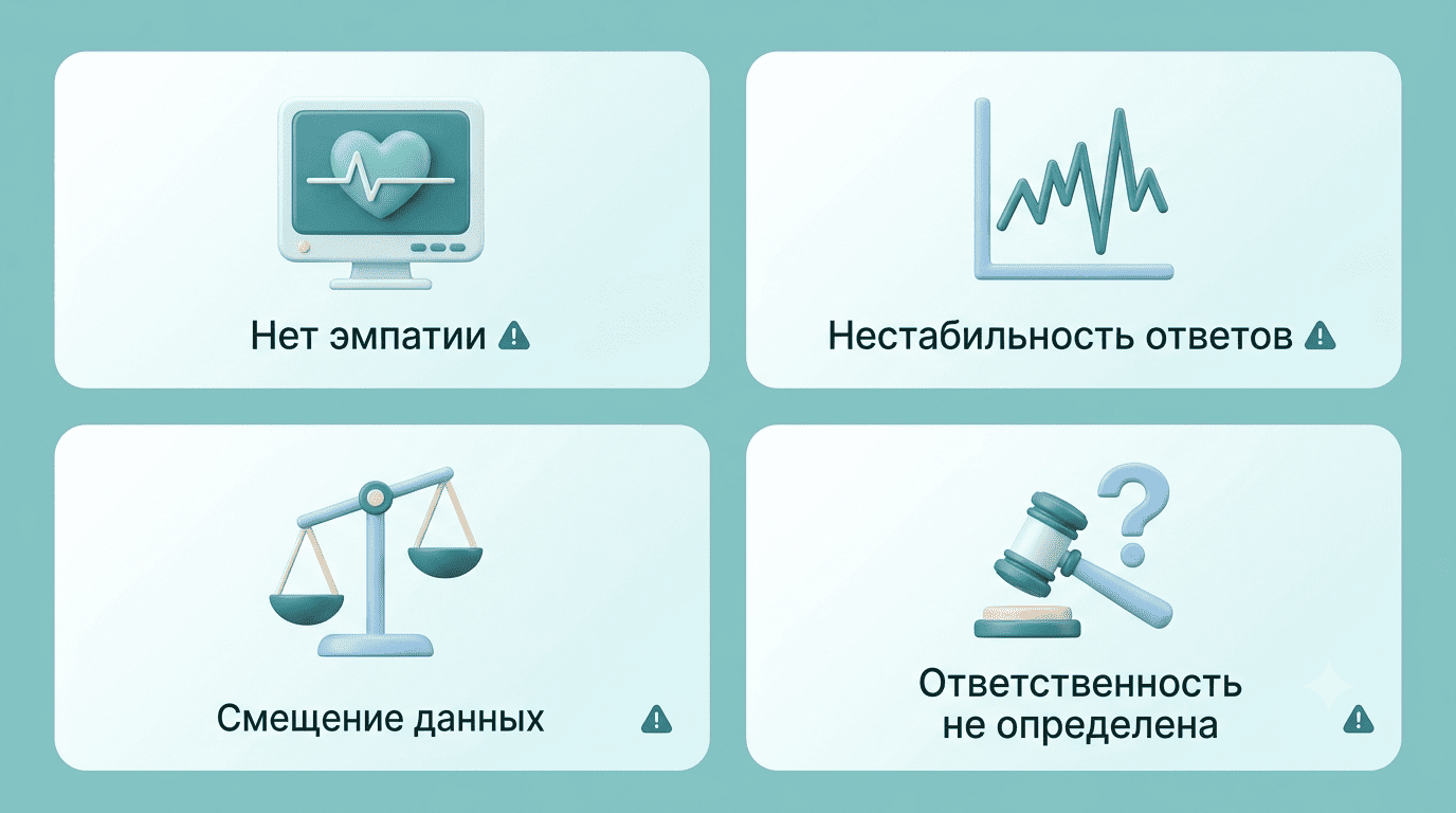 Четыре ограничения ИИ-диагностики: эмпатия, стабильность, смещение данных, ответственность
