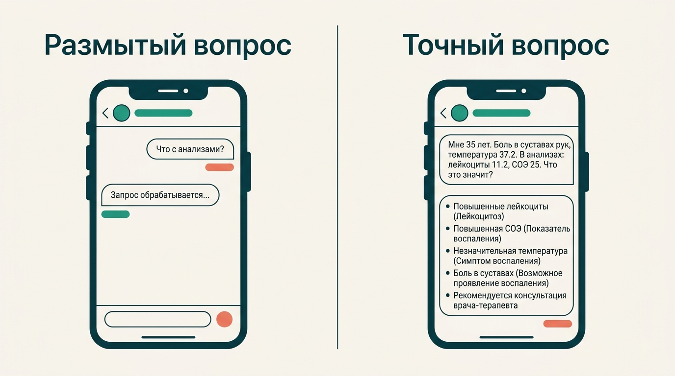 Сравнение размытого и точного вопроса к нейросети