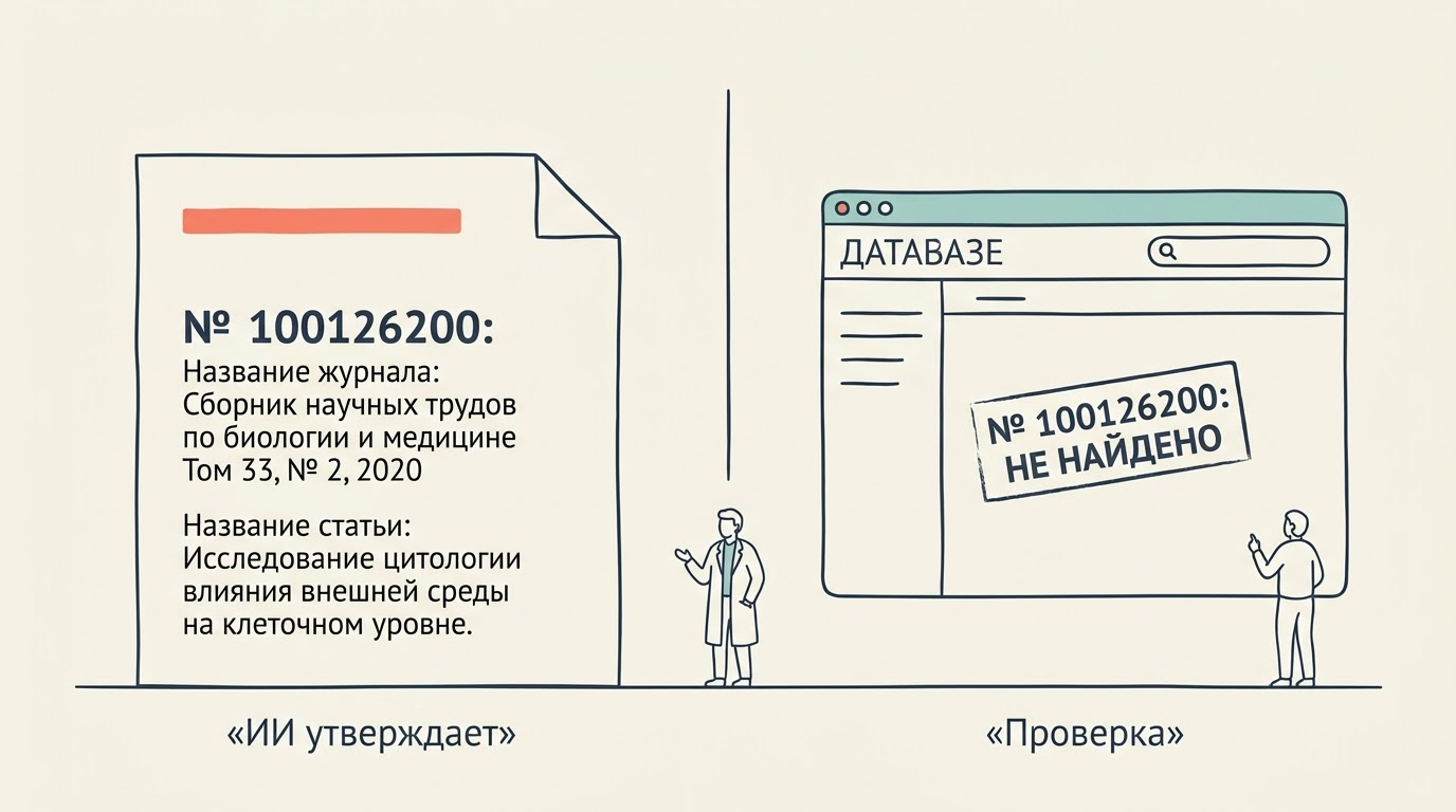 Сравнение: ИИ ссылается на исследование, которого нет в базе данных
